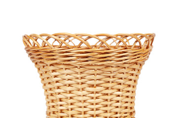Wicker basket without a handle on a white