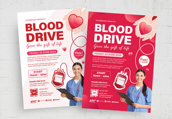 Blood Drive giving Blood Flyer Poster Template