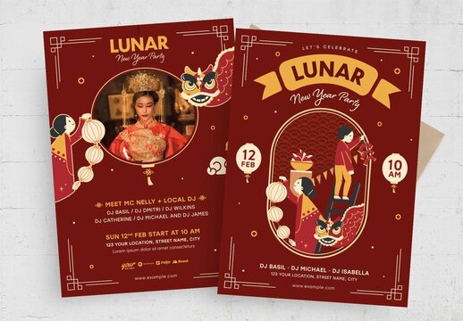Chinese Lunar New Year Flyer Poster Template