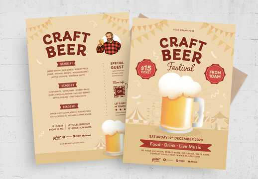 Craft Beer Festival Happy Hour Flyer Poster Menu Layout