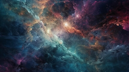 Naklejka na ściany i meble A colorful galaxy wallpaper with a nebula and stars in the background.generative ai