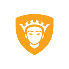 orange queen wearing crown logo vector illustration template design