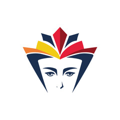 face with colorful crown logo vector illustration template design