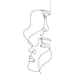 One line picture. Man and woman. Vector image.EPS 10