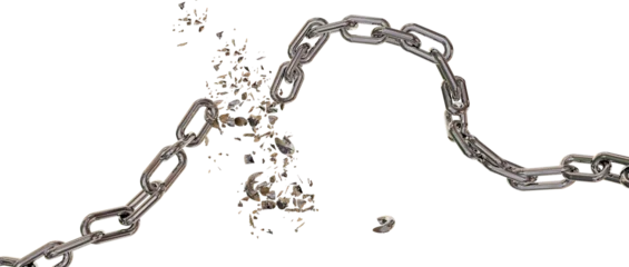 Foto op Plexiglas chain breaking break chain horizontal silver broken shuttered - 3d rendering © sea and sun