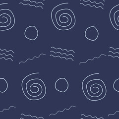 Seamless pattern with hand drawing outline shape elements