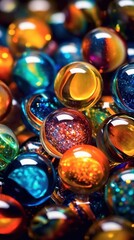 Illustration of glass marbles background, AI Generated