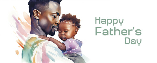 African american dad holding and hugging his little son. Fathers day concept.