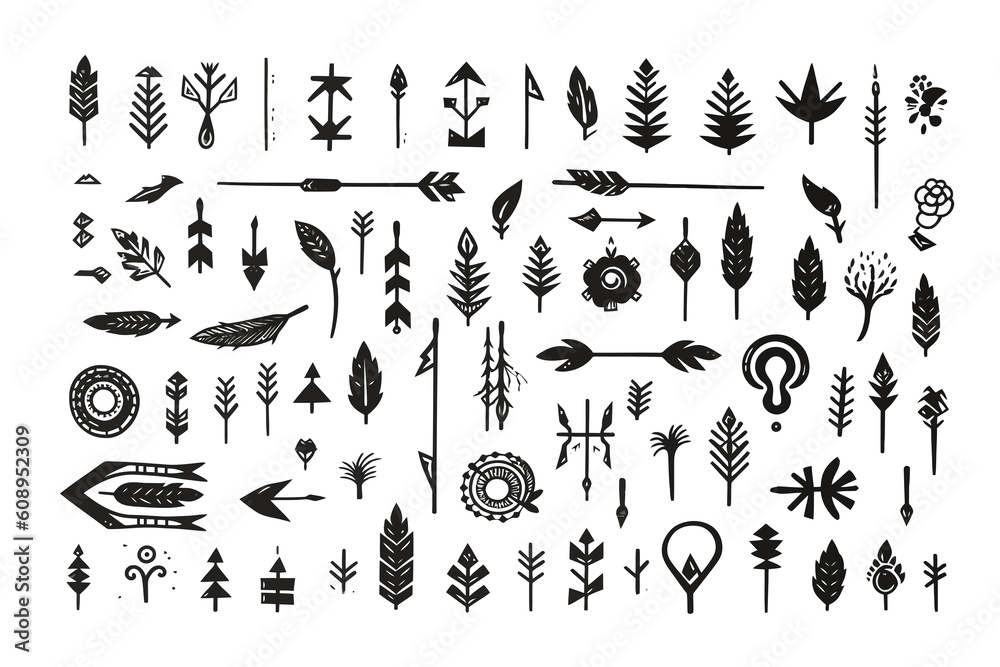 Poster Set of black hand drawn arrow element vector. Dotted and curvy lines. Scribble elements, cursors. Sketch style doodle. Collection of pointers. Vector
