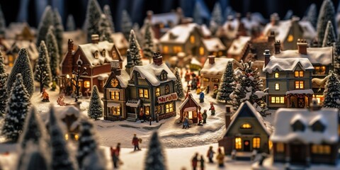 miniature people in christmas, generative ai