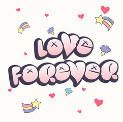 happy birthday card with hearts, vector graphic design for t-shirt, illustration with slogan