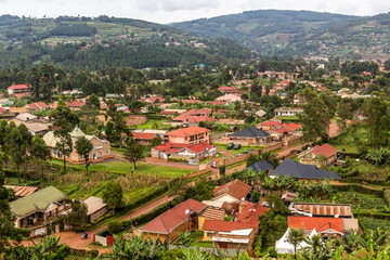Fototapeta premium Aerial view of Kabale town, Uganda