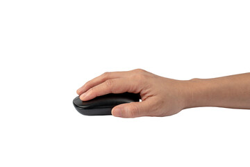 Hand and computer mouse wireless on transparent background.