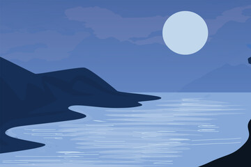 River Scene in Illustrative Clipart