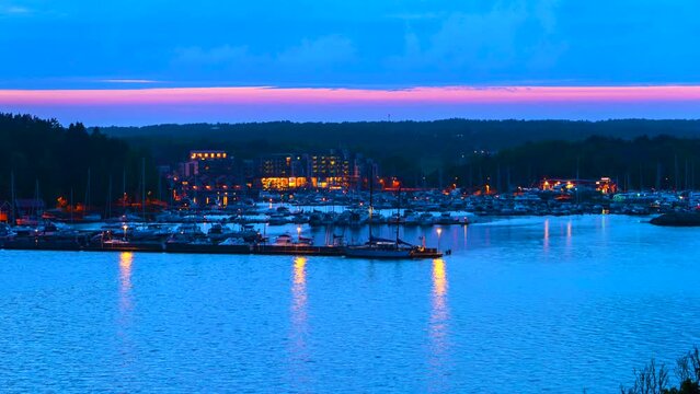 Day to night - Stromstad at the lake Vanern in Sweden