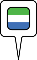 Sierra Leone flag Map pointer icon, square design.