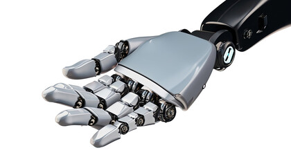 3D Rendering futuristic robot hand, technology, ChatGPT Robot, artificial intelligence AI, and machine learning concept. Global robotic bionic science research for future of human life.