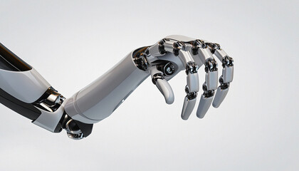 3D Rendering futuristic robot hand technology development, ChatGPT Robot, artificial intelligence AI, and machine learning concept. Global robotic bionic science research for future of human life.
