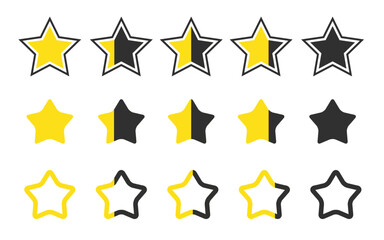 Five Stars Customer product Rating Review Flat Icon for Apps and Website