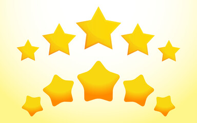Five Stars Customer product Rating Review 3D icon Flat Icon for Apps and Website