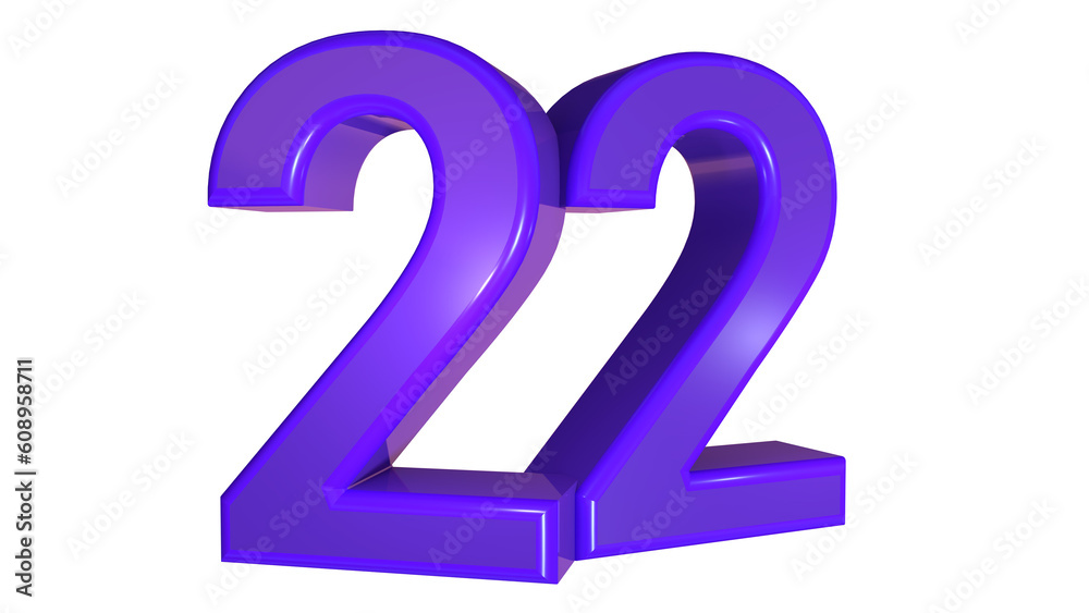 Sticker purple 3d bold number