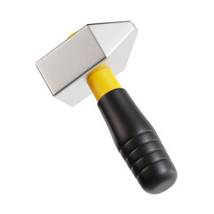 hammer 3d render icon illustration, transparent background, construction tool