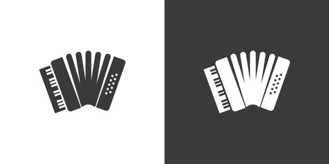 Accordion flat web icon. Accordion logo design. Free reed aerophone instrument simple accordion sign silhouette solid black icon vector design. Musical instruments concept