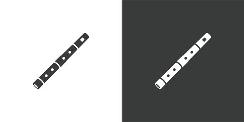 Bamboo flute flat web icon. Bamboo flute logo design. Woodwind instrument simple flute sign silhouette solid black icon vector design. Musical instruments concept © Vinh