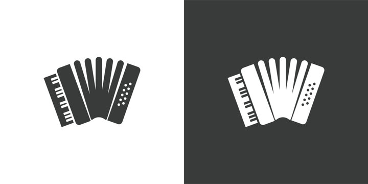 Accordion flat web icon. Accordion logo design. Free reed aerophone instrument simple accordion sign silhouette solid black icon vector design. Musical instruments concept