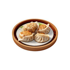 Dim Sum in bamboo steamer, Chinese cuisine. Closeup