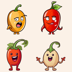 Vector Art, Set of Cute Plants Character