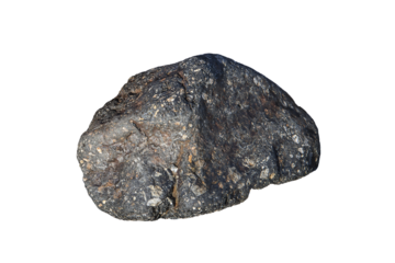 Large grey rock boulder, png stock photo file cut out and isolated on a transparent background