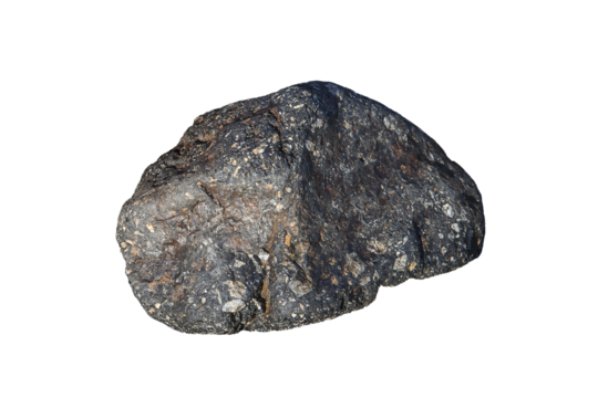 Large grey rock boulder, png stock photo file cut out and isolated on a transparent background