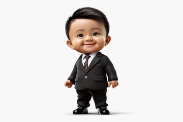 Isolated funny business baby boss on a white background created with Generative AI technology