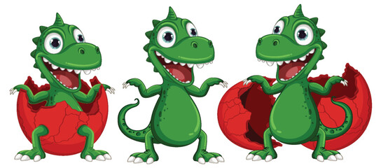 Little Dinosaur Monster Hatching from Egg