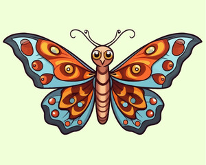 Vector Art, Cartoon Character of Butterfly, High Quality Lineart