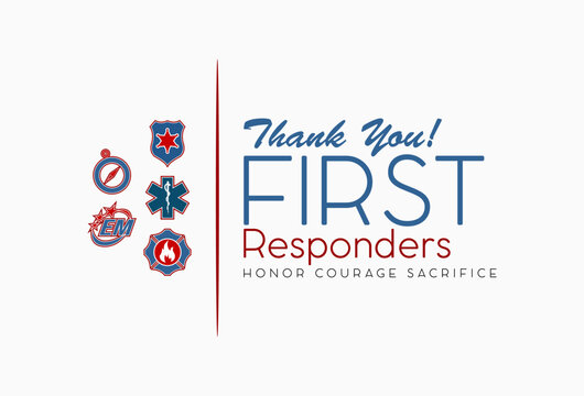 National First Responders Day Holiday concept. Template for background, banner, card, poster, t-shirt with text inscription