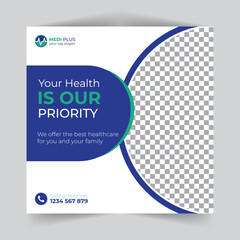 Healthcare marketing social media post template square banners or healthcare flyer 