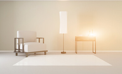 Modern office building interior. 3D rendering.. Sunset.