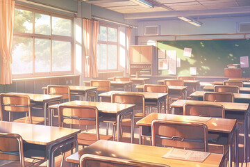 繊細で芸術的な学校や学園系背景のイラスト(AI generated image)