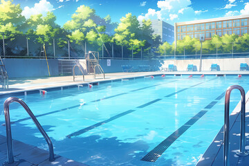 繊細で芸術的な学校や学園系背景のイラスト(AI generated image)