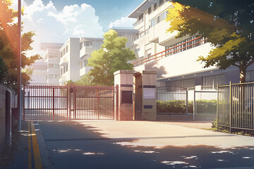 繊細で芸術的な学校や学園系背景のイラスト(AI generated image)