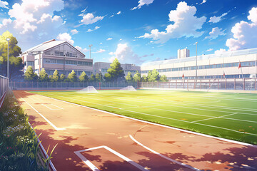 繊細で芸術的な学校や学園系背景のイラスト(AI generated image)