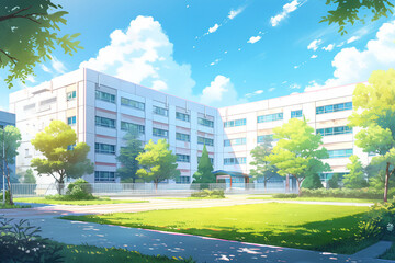 繊細で芸術的な学校や学園系背景のイラスト(AI generated image)