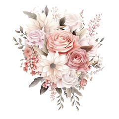 Pink Wedding Decoration, Pink Flower Bouquet Watercolor Clipart, Pink Theme, made with generative AI 