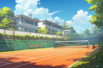 繊細で芸術的な学校や学園系背景のイラスト(AI generated image)