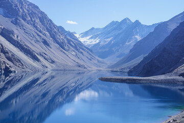 A landscape of the Inca lake in los Andes mountains in Chile