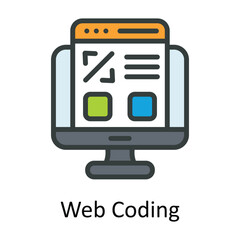 Web Coding Vector  Fill outline Icon Design illustration. Digital Marketing  Symbol on White background EPS 10 File