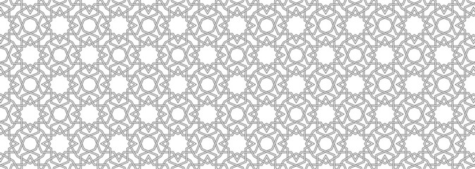 Historic Decorative All Over pattern. Vintage tilework and textiles grey Geometric Design. Islamic moorish interlaced abstract art.