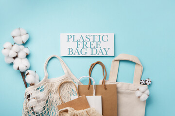 International Plastic Bag Free Day Concept. Sustainable and Ecology Lifestyle.